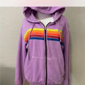 Purple Hoodie with Rainbow Stripes Avaitor Nation zip up hoodie